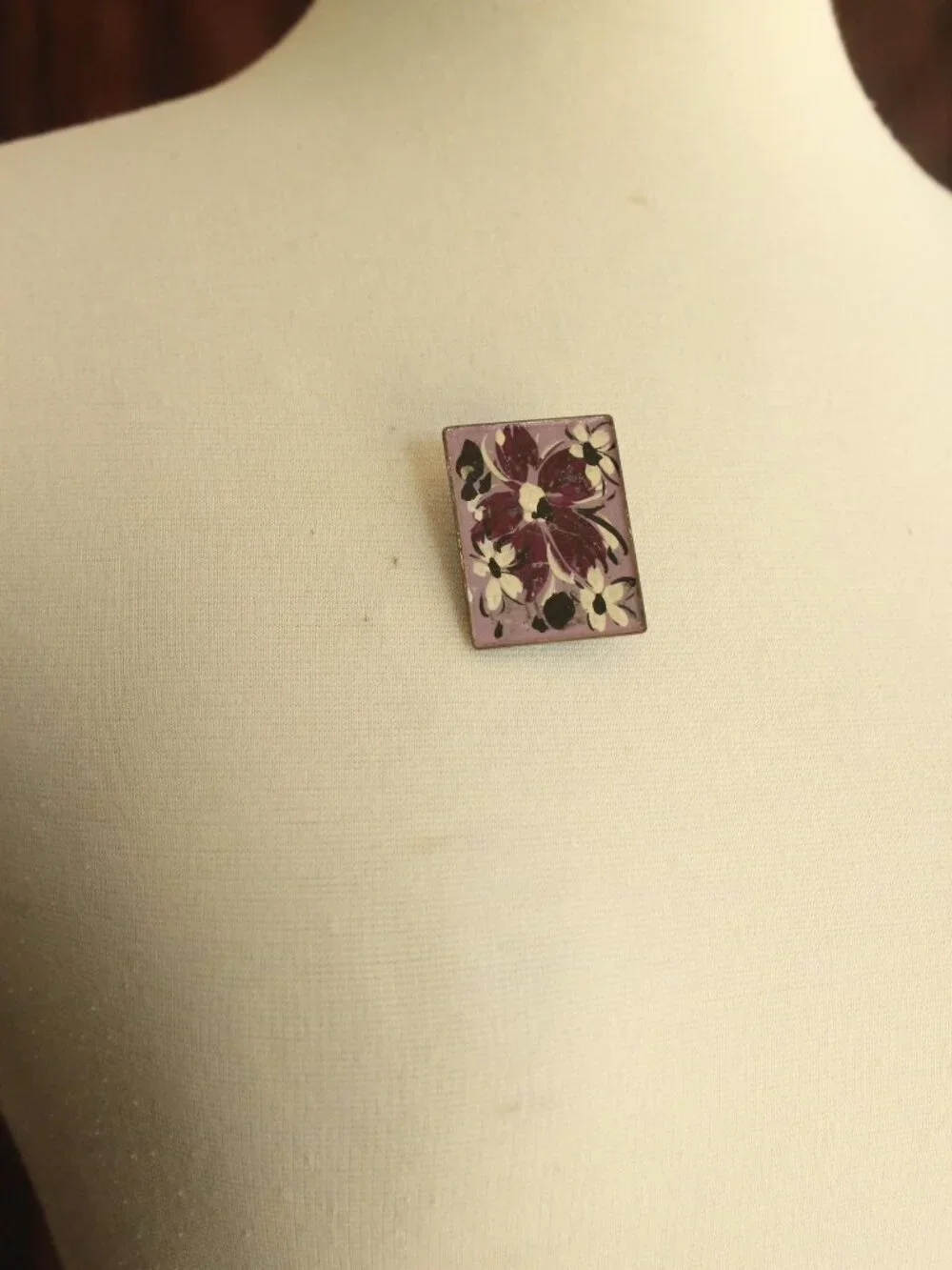 Vintage 1920s 1930s Brooch, Purple Flower Antique Edwardian Clothing Pin, Looped